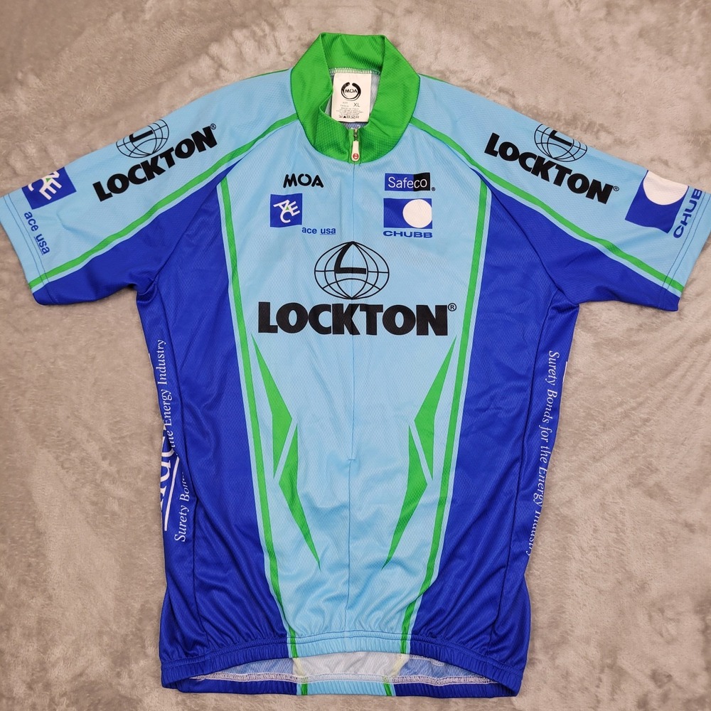 MOA Cycling Jersey Lockton Men's Blue Green XL Made in Italy